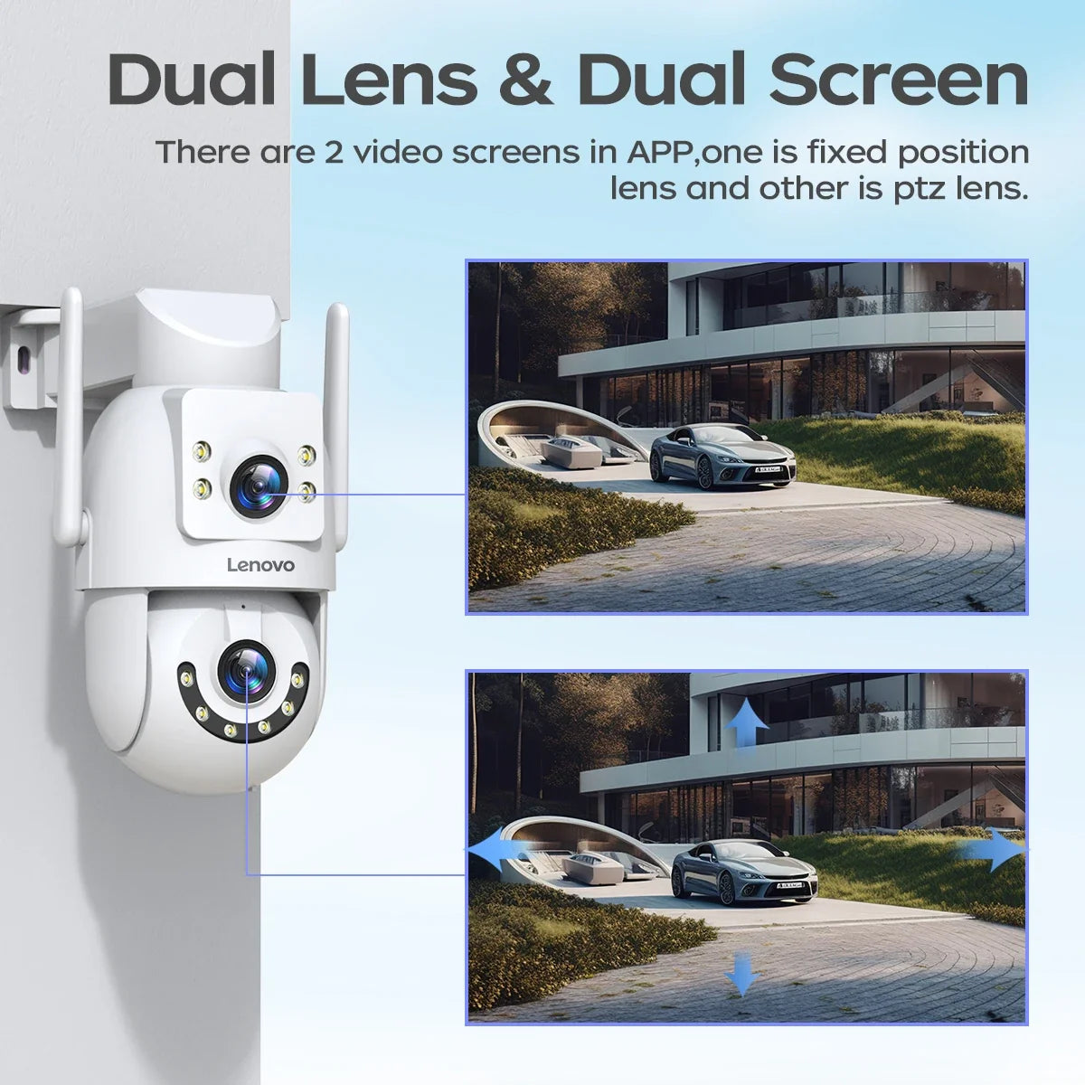 Caméra De Surveillance Extérieure Double Objectif 4K PTZ WiFi