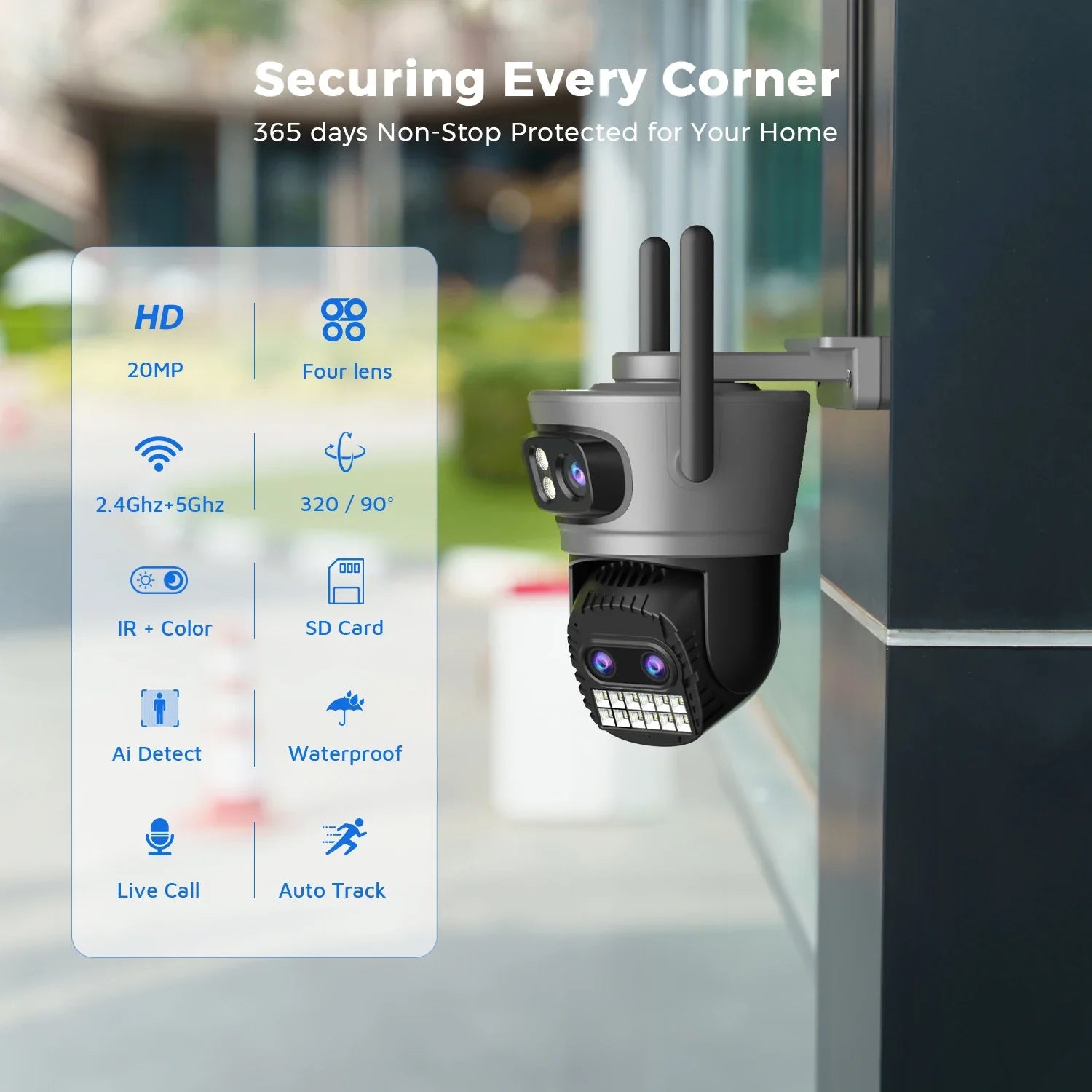 Caméra De Surveillance Extérieure PTZ Wi-Fi 10X