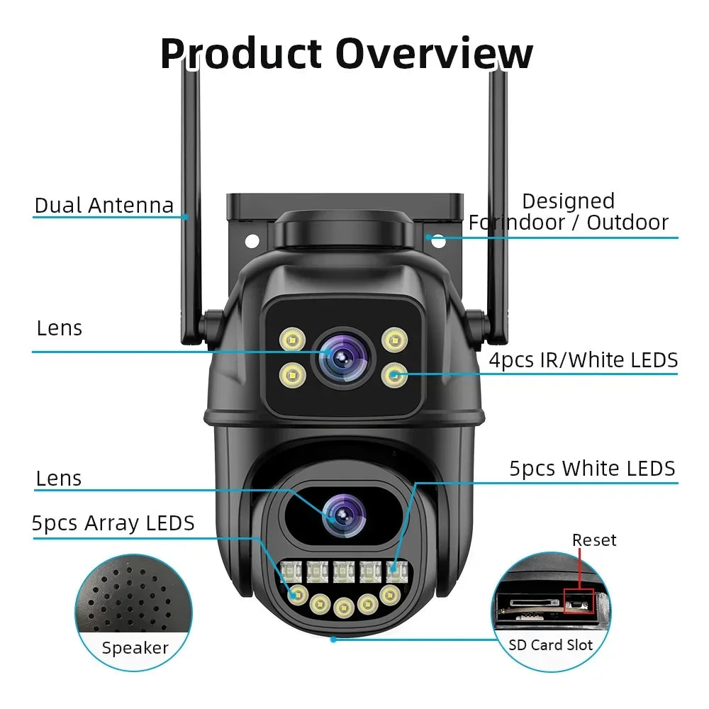 Caméra De Surveillance WiFi 4K À Double Objectif